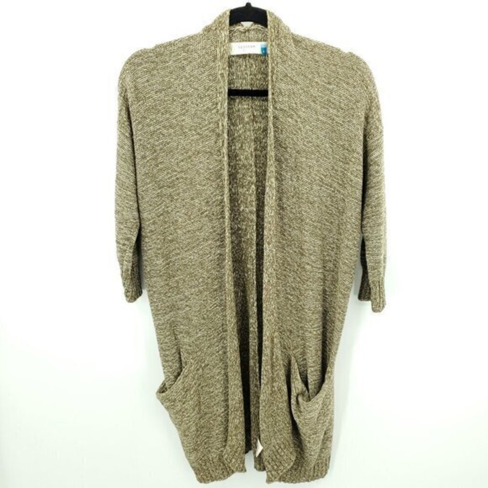 Anthropologie sparrow Cotton-Blend Open Style 3/4 Sleeve Cardigan S Green/Gray